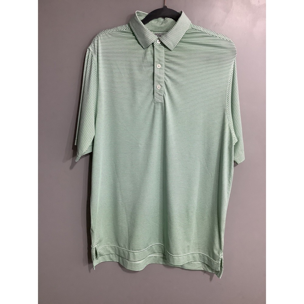 FootJoy Men's Short Sleeve Cambridge GC Logo Green Striped Golf‎ Polo Shirt Lg. - Picture 2 of 8